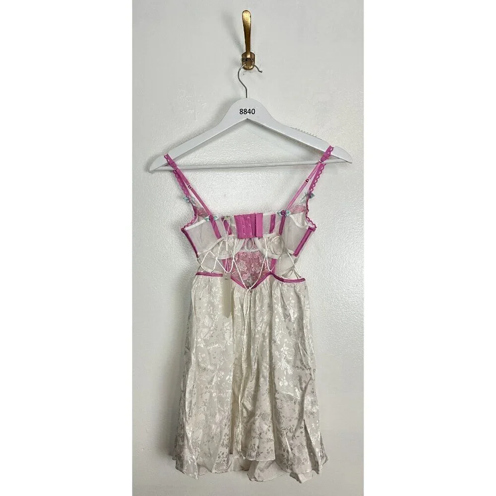 FOR LOVE & LEMONS Festival Floral Slip Dress in White Multi Size XX-Small NWT
